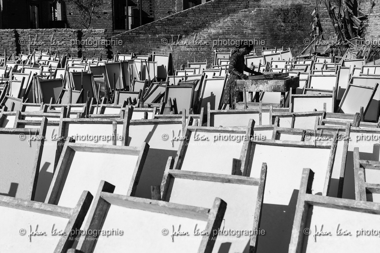 Papier séchant au soleil - Kathmandu (1300m)
